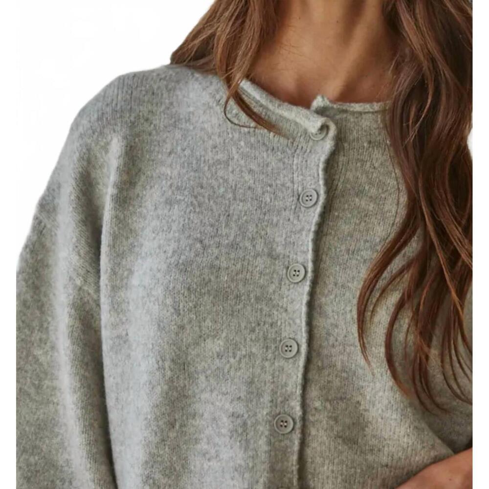 NEW BY TOGETHER quinn knitted cardigan in heather grey - Picture 3 of 4